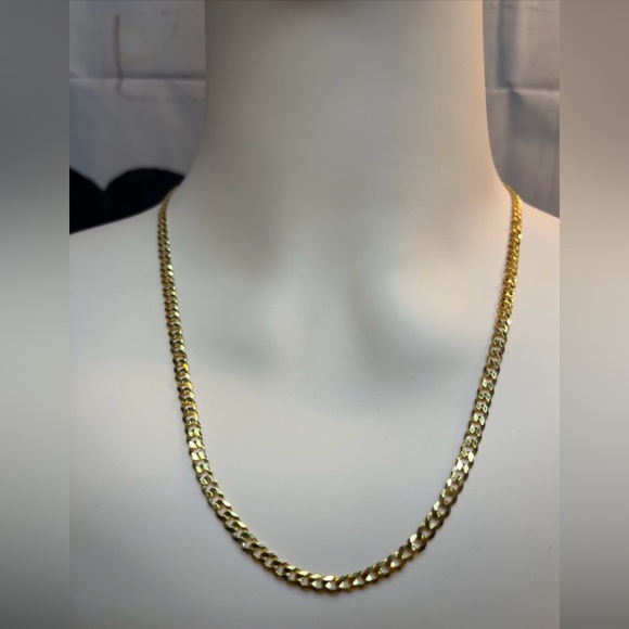 14k Yellow Gold Over Italian sterling silver 20 inch 4.1 MM Italian Cuban chain - Picture 1 of 12